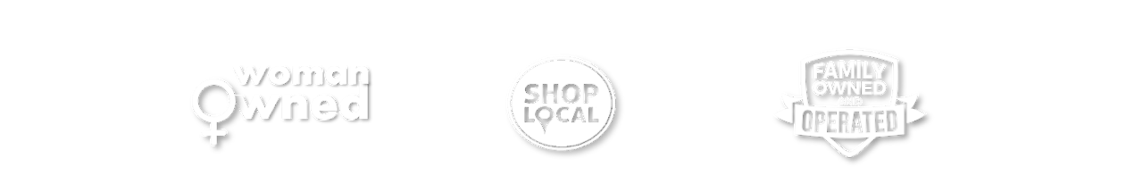 women owned logo, and shop local logo